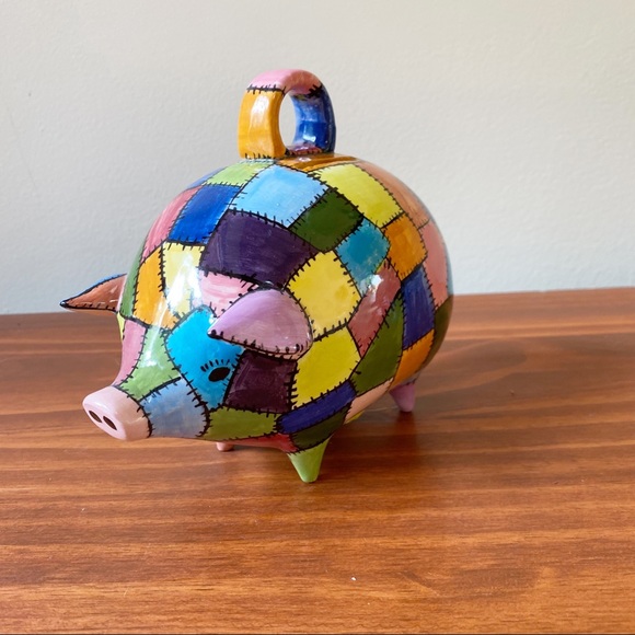Vintage Patchwork Piggy Coin Bank